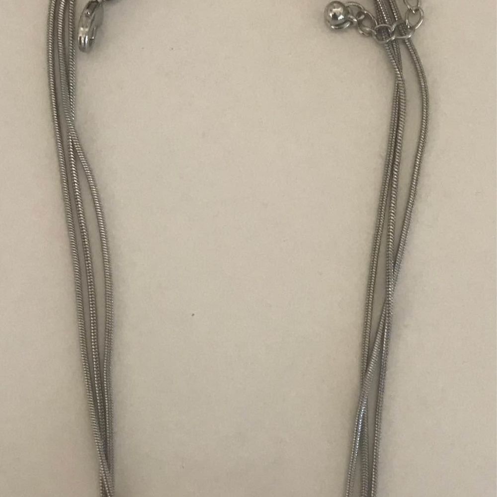 Lia Sophia triple chain choker necklace with three charms silver and gold